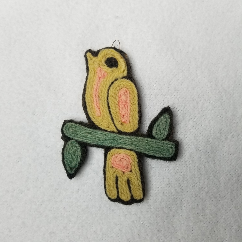 Colorful Bird Ornament Pair - Pink and Yellow - Picture 5 of 13